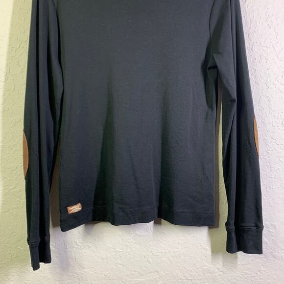 LAUREN RALPH‎ LAUREN Top Blouse Crew Neck Faux Suede Elbow Patches Shoulder Zip - Picture 6 of 13